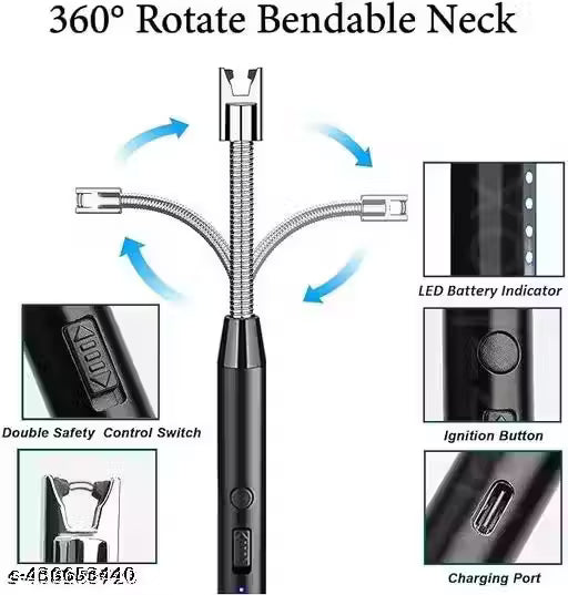 Rechargeable Candle Lighter | USB Electric Arc with Flexible Neck | For Kitchen, Diyas, Incense (1 Pc)