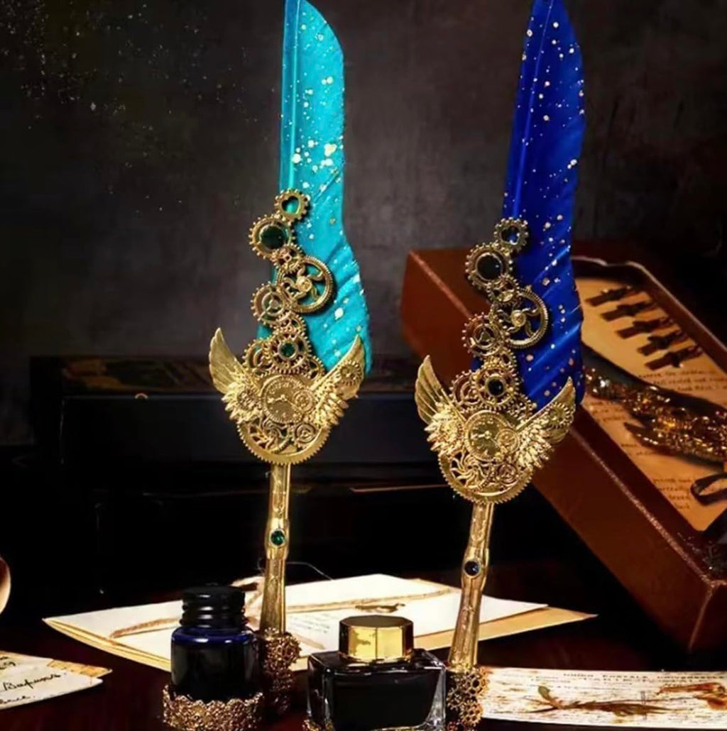 Vintage Vibes - Antique Calligraphy Feather Pen Set