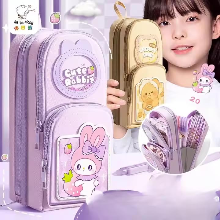 Multi-Layer Pencil Organizer 🎒 | Aesthetic Stationery Pouch for Kids