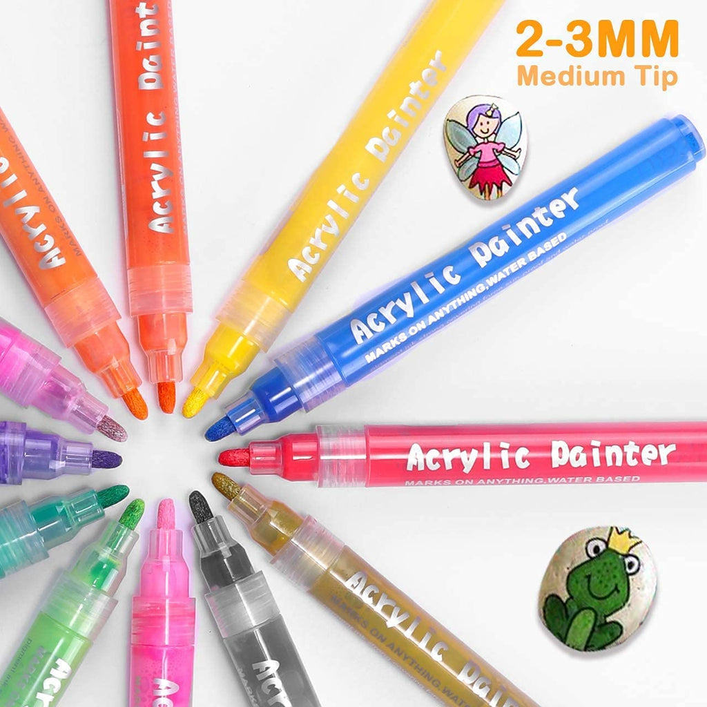 Versatile 12-Piece Acrylic Paint Marker Set