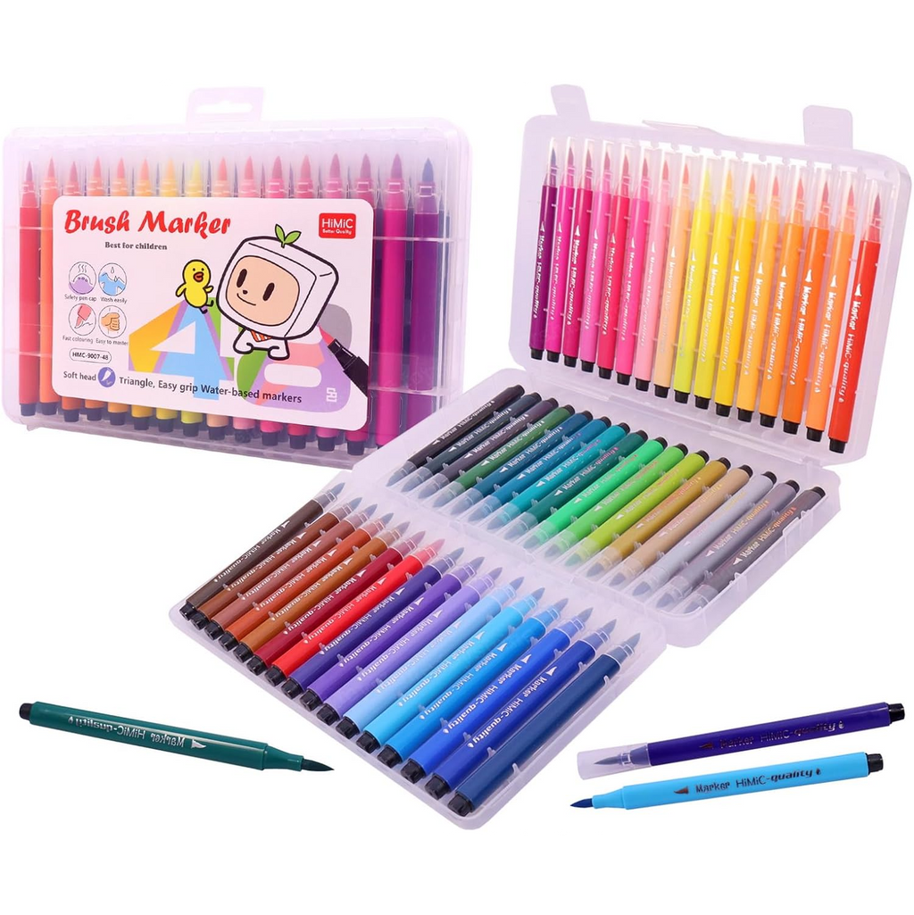 Vibrant Art 48-Color Brush Tip Sketch Markers
