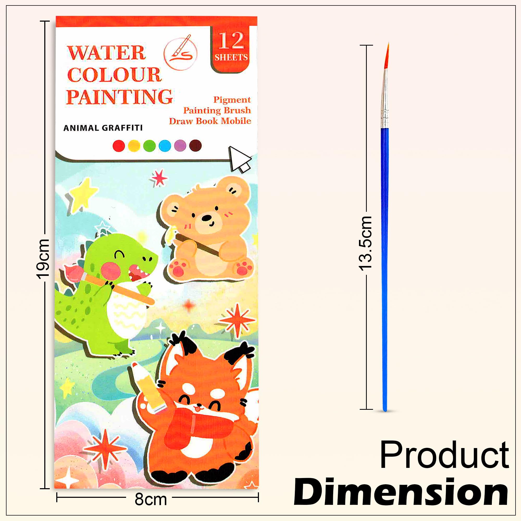 12-Page Watercolor Painting Book + Brush!
