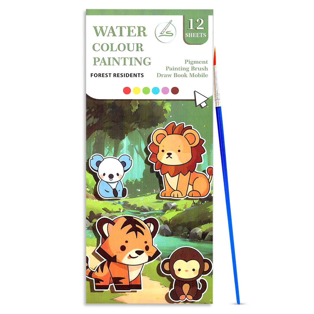 12-Page Watercolor Painting Book + Brush!