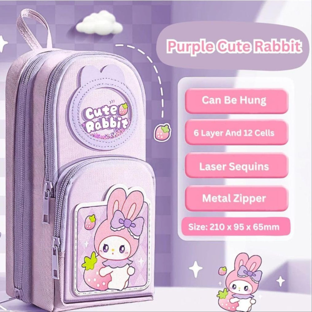 Multi-Layer Pencil Organizer 🎒 | Aesthetic Stationery Pouch for Kids