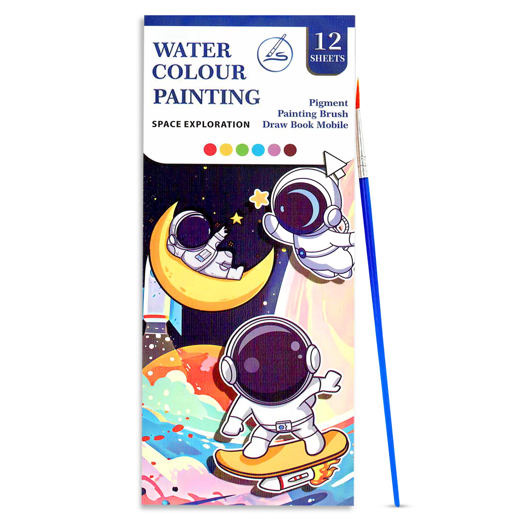 12-Page Watercolor Painting Book + Brush!