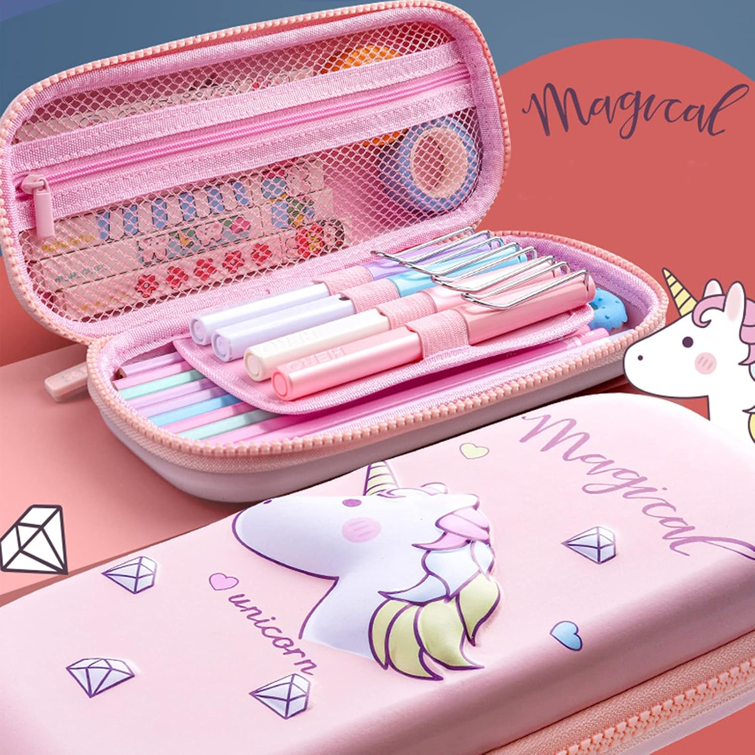 Stylish 3D EVA Unicorn Case – Perfect for School Supplies
