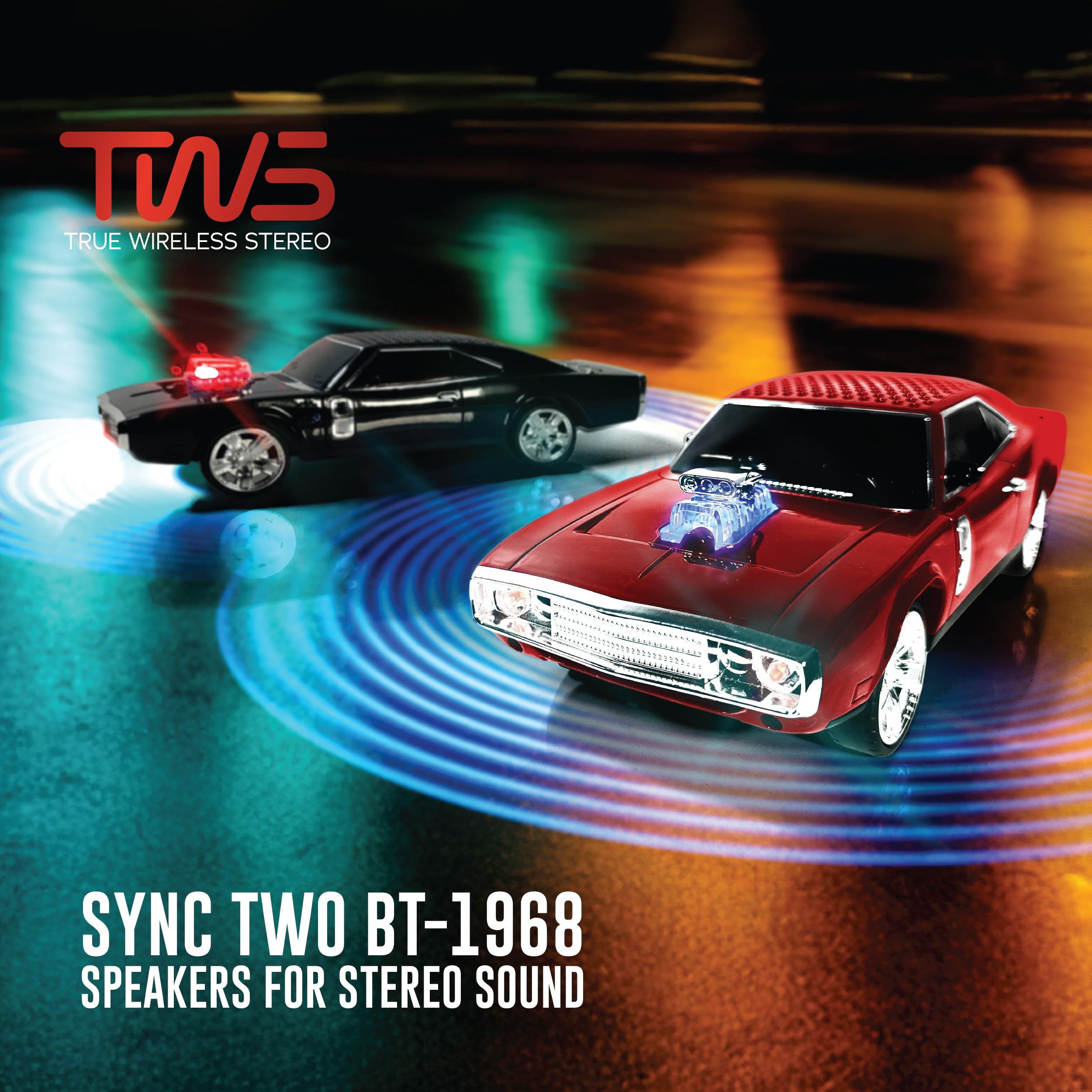 Retro Dodge Challenger 1968 Car Speaker | USB, FM, Bluetooth & LED Light