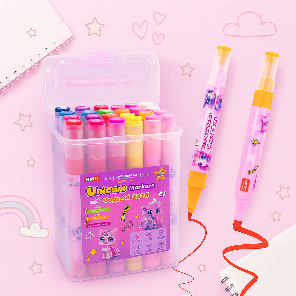 Space & Unicorn 24 Colors Space Theme Dual-Tip Sketch Markers
