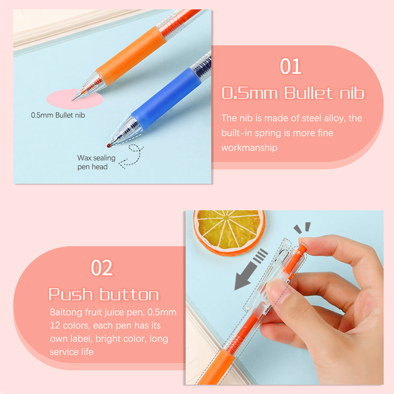 12-Color Smooth Gel Pen Set (0.5mm) - Vibrant & Versatile