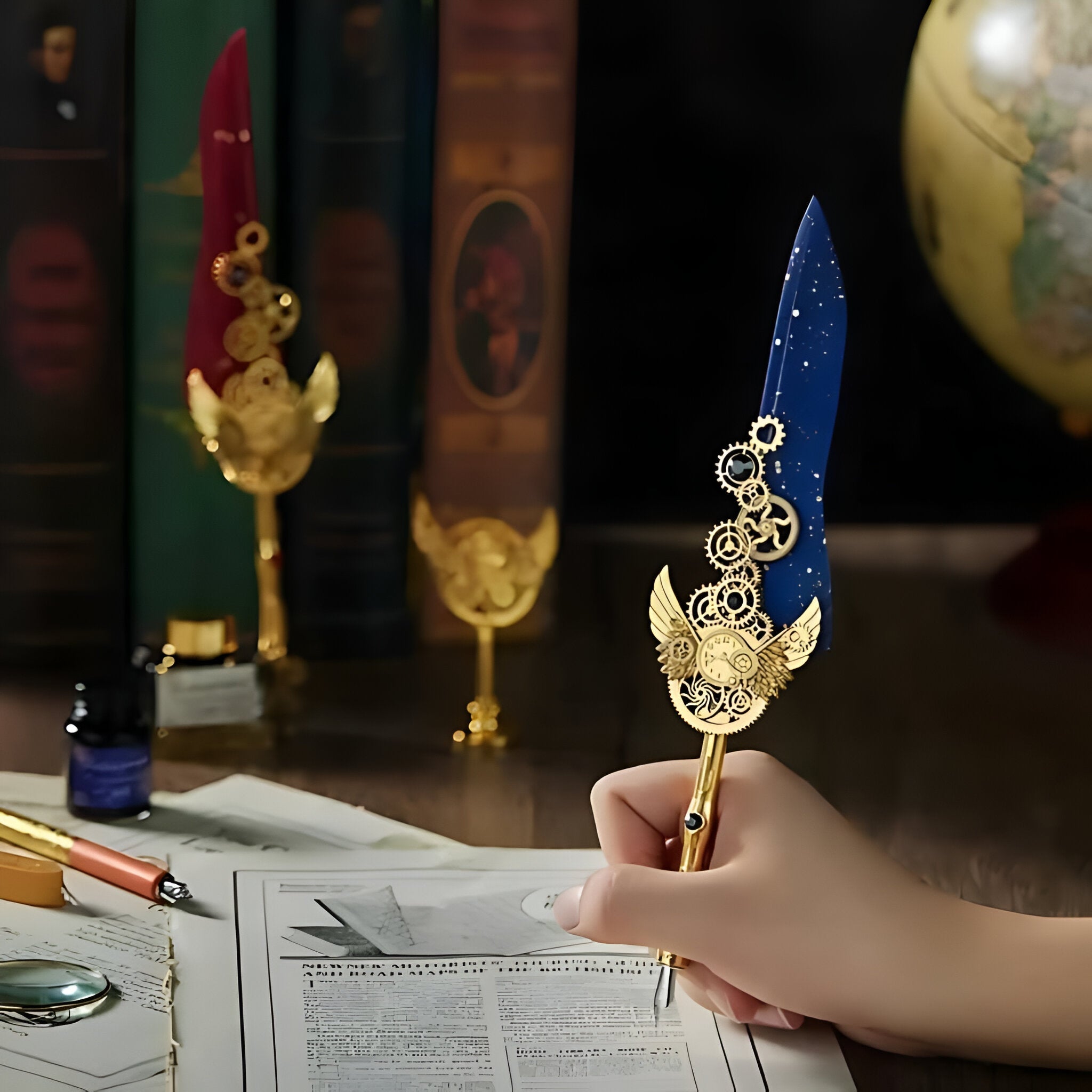 Vintage Vibes - Antique Calligraphy Feather Pen Set