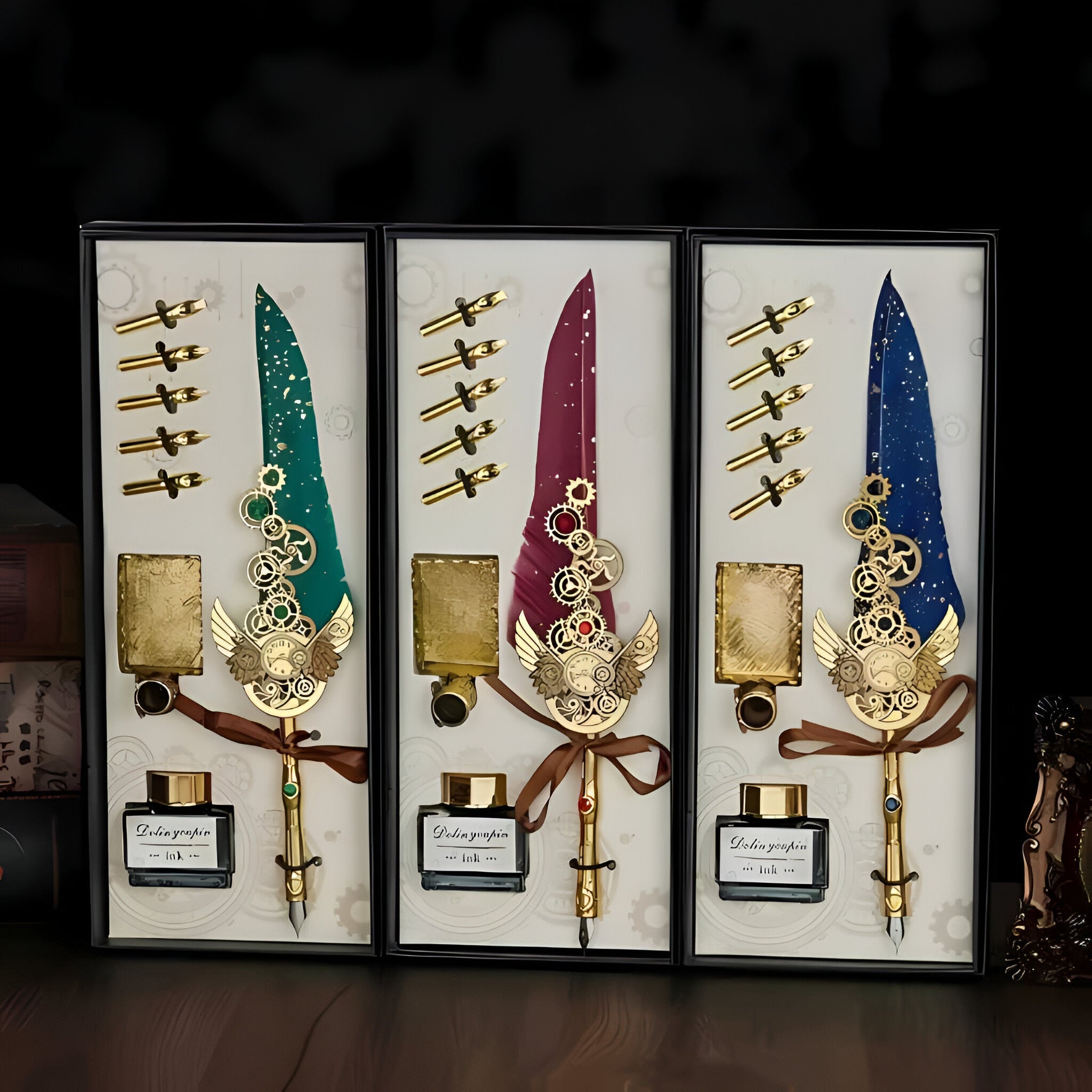 Vintage Vibes - Antique Calligraphy Feather Pen Set