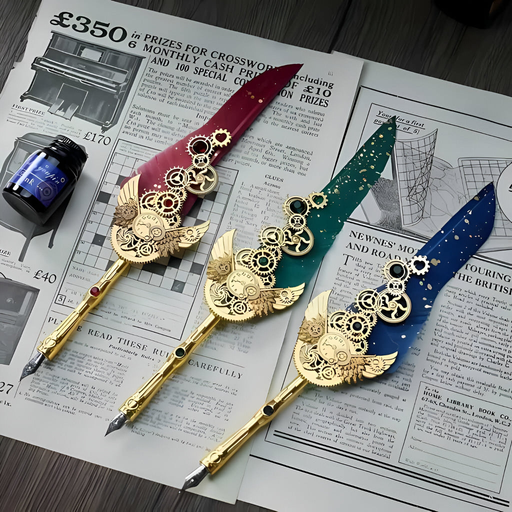 Vintage Vibes - Antique Calligraphy Feather Pen Set