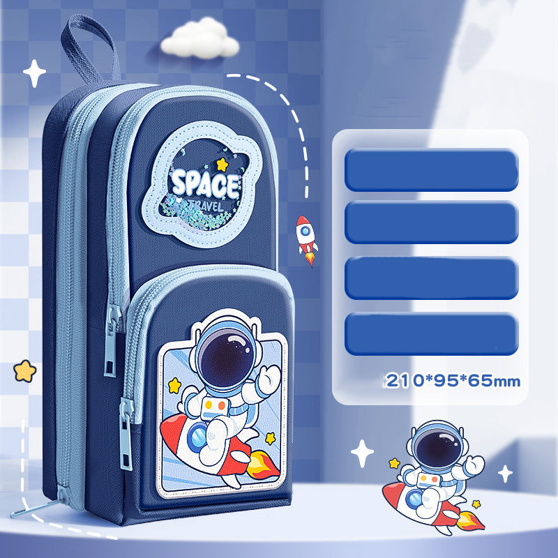 Multi-Layer Pencil Organizer 🎒 | Aesthetic Stationery Pouch for Kids