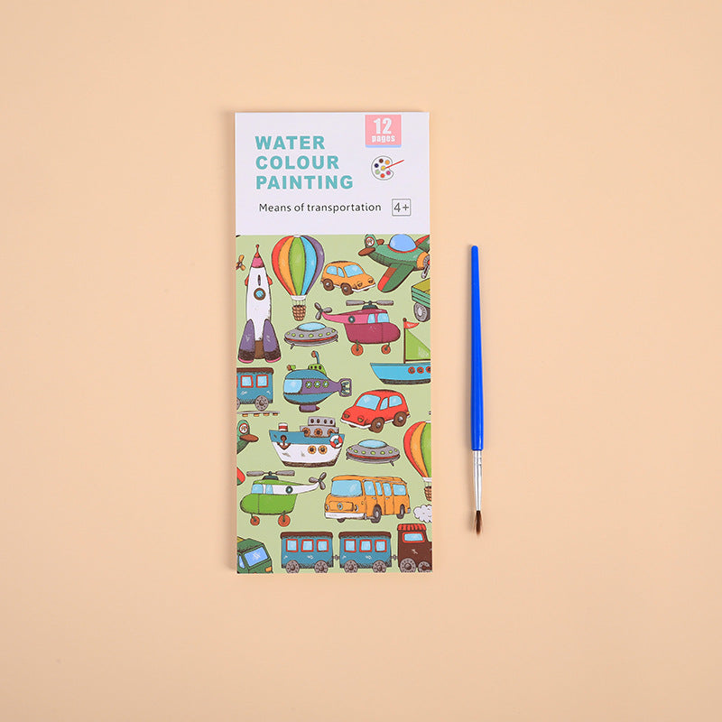 12-Page Watercolor Painting Book + Brush!
