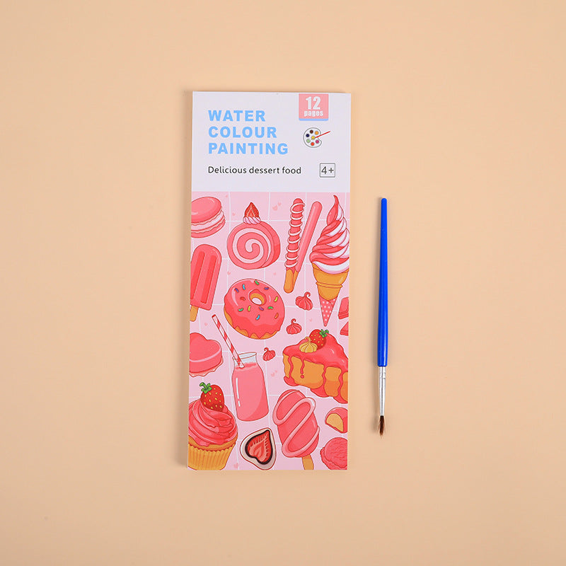 12-Page Watercolor Painting Book + Brush!