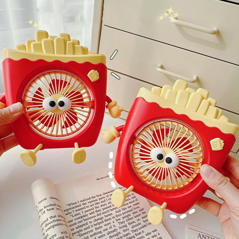 Fast Food Fun: French Fries & Hamburger USB Fan with Built-in Phone Holder