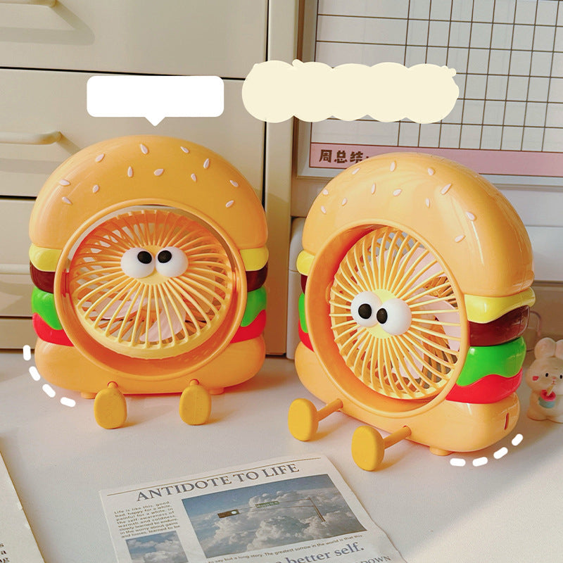Fast Food Fun: French Fries & Hamburger USB Fan with Built-in Phone Holder