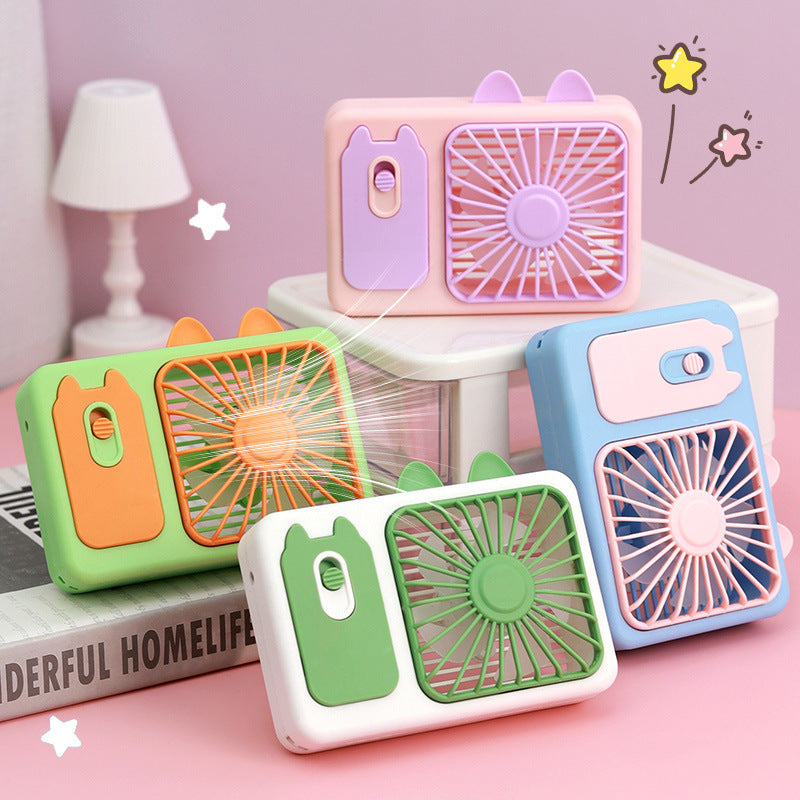 Cartoon Kitten Mini Fan | Big Wind, Rechargeable & Handy