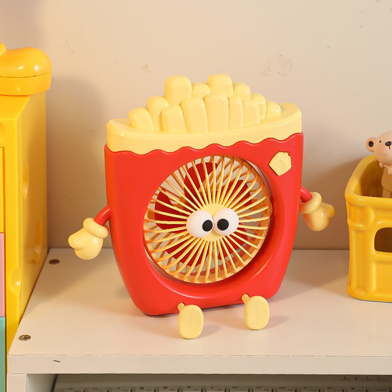 Fast Food Fun: French Fries & Hamburger USB Fan with Built-in Phone Holder