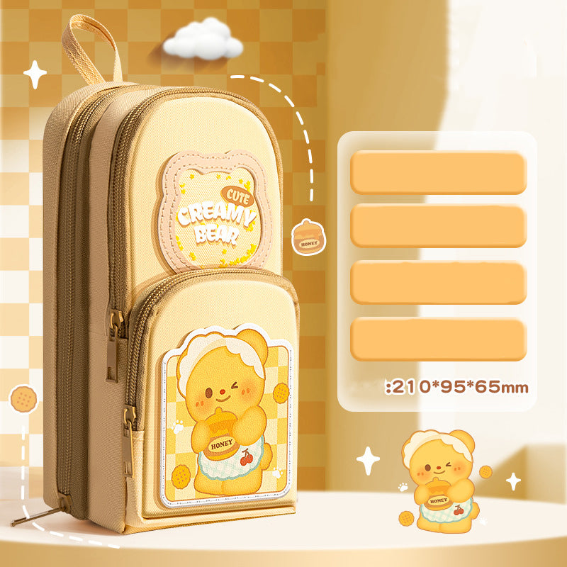 Multi-Layer Pencil Organizer 🎒 | Aesthetic Stationery Pouch for Kids
