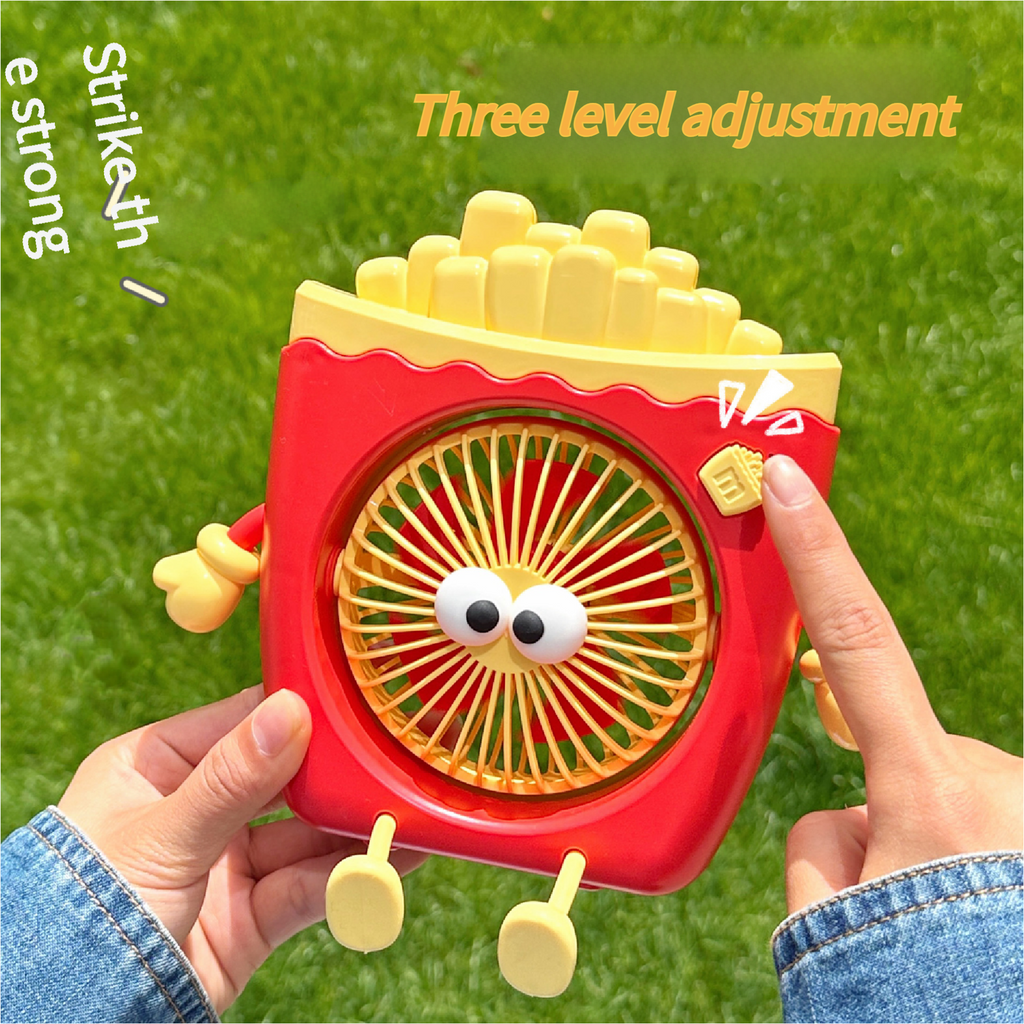 Fast Food Fun: French Fries & Hamburger USB Fan with Built-in Phone Holder