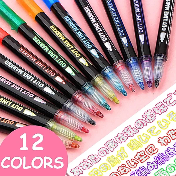 12-Color Artist Metallic Dual Tip Brush Pen Set