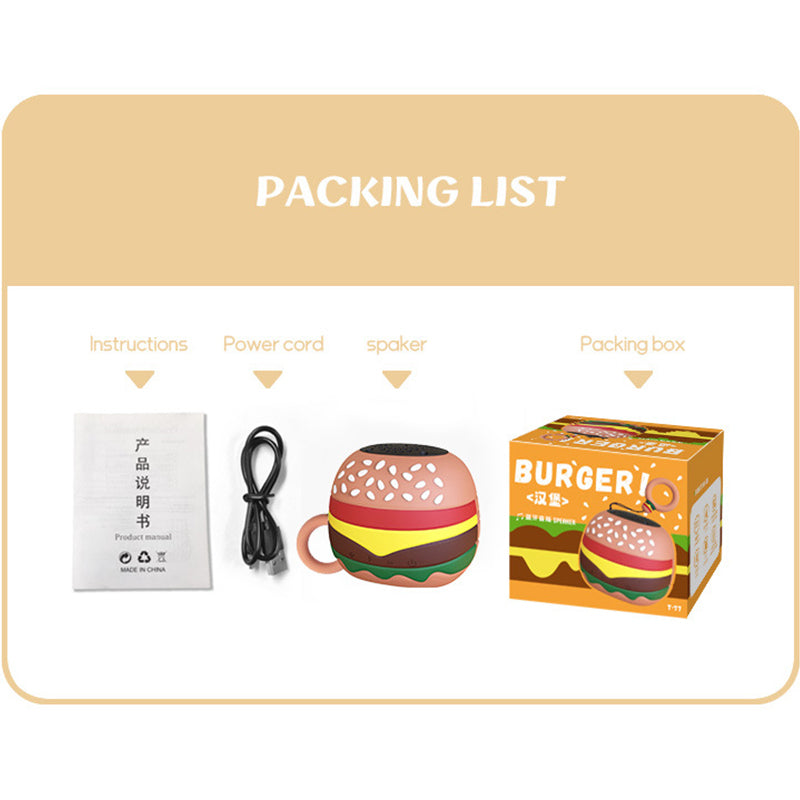 T77 Burger Wireless Bluetooth Speaker – Mini Stereo Bass Fun Anywhere