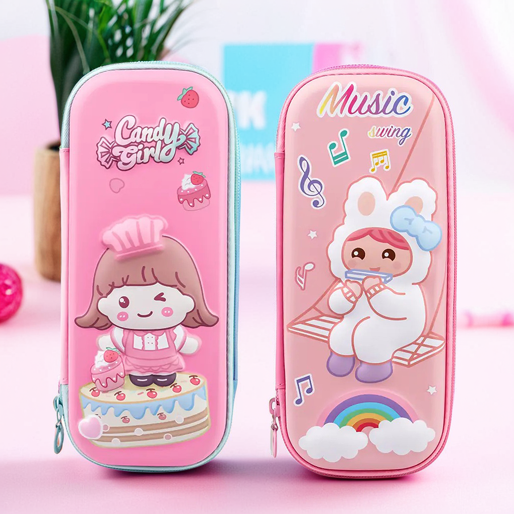Stylish 3D EVA Bunny & Girl Themed Pencil Case