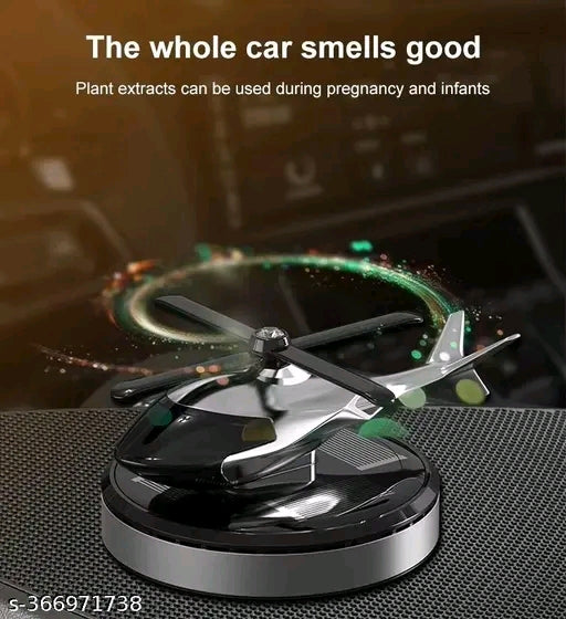Helicopter Solar Powered Car Perfume Auto Rotation Fan with Aroma Oil | Car Accessories, Car Air Freshener Diffuser/Dispenser For Car Dashboard (Multicolor)